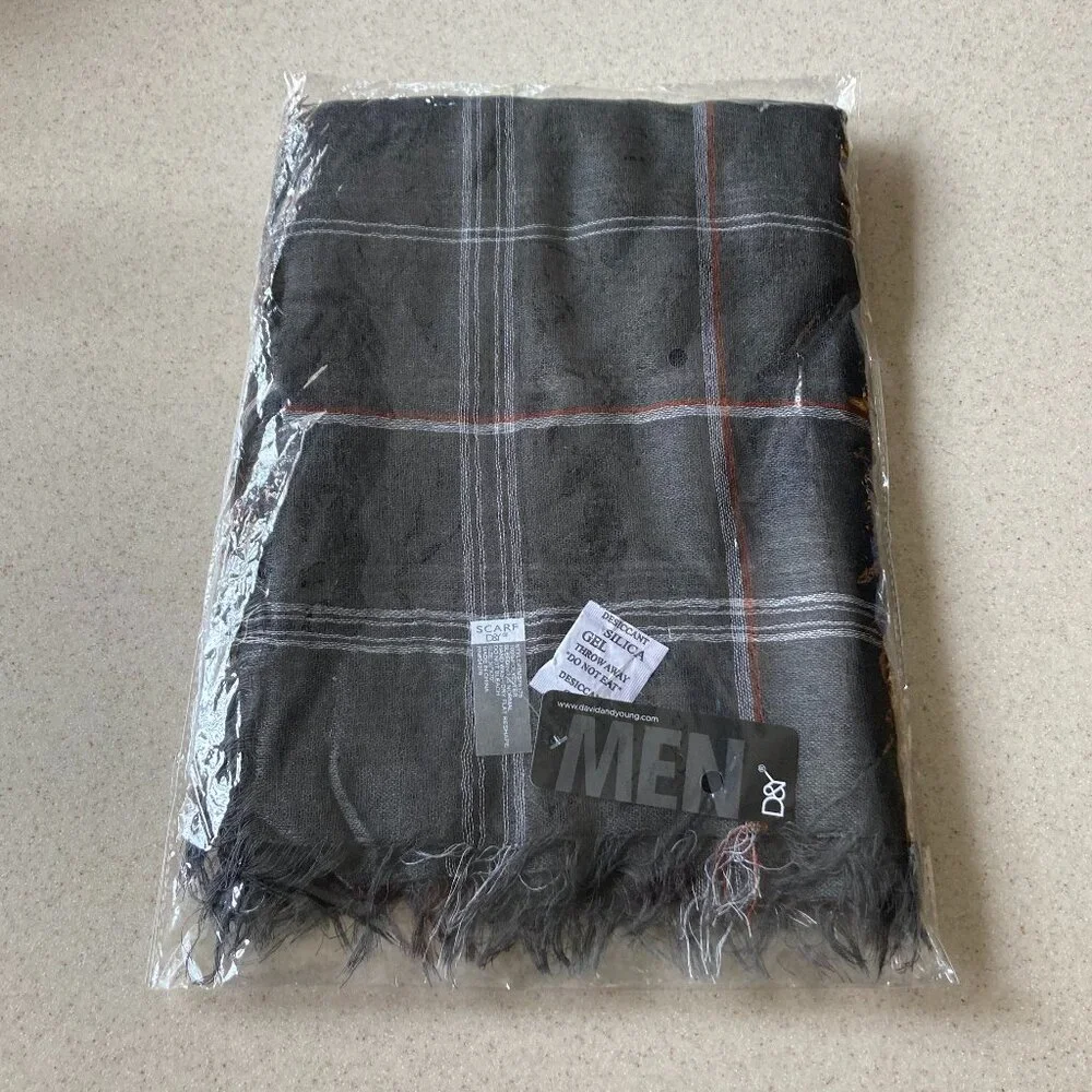 Gray Plaid Scarf NWT